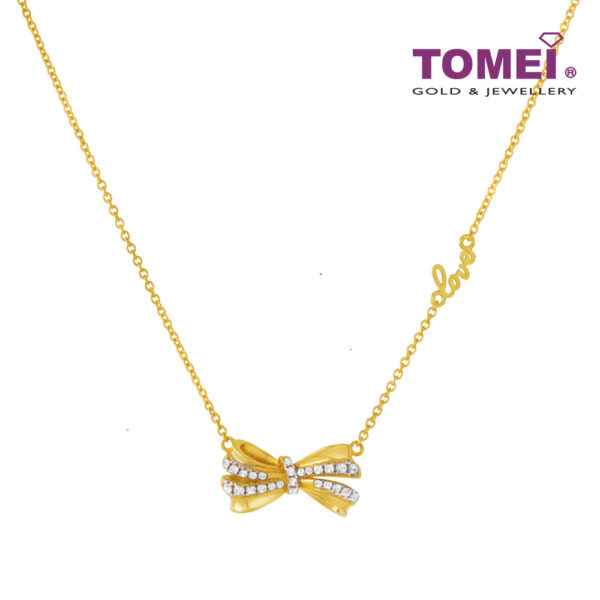TOMEI Diamond Cut Collection Ribbon Necklace, Yellow Gold 916