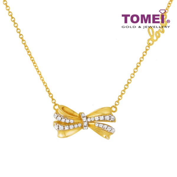 TOMEI Diamond Cut Collection Ribbon Necklace, Yellow Gold 916