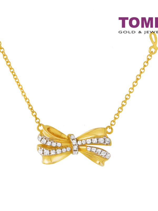 TOMEI Diamond Cut Collection Ribbon Necklace, Yellow Gold 916