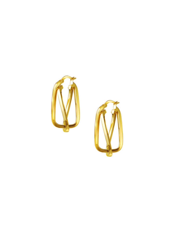 TOMEI Lusso Italia Criss Cross Rectangle Earrings, Yellow Gold 916