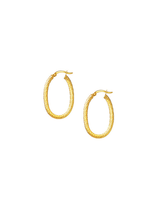 TOMEI Lusso Italia Textured Oval Hoop Earrings, Yellow Gold 916