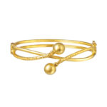 TOMEI Bold Double Cuff Bangle, Yellow Gold 916
