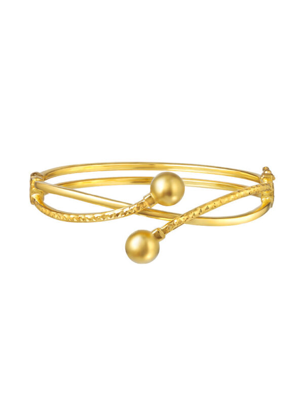 TOMEI Bold Double Cuff Bangle, Yellow Gold 916