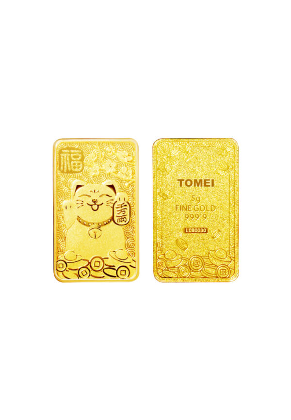 TOMEI Lucky Cat Gold Bar 5GM, Yellow Gold 9999