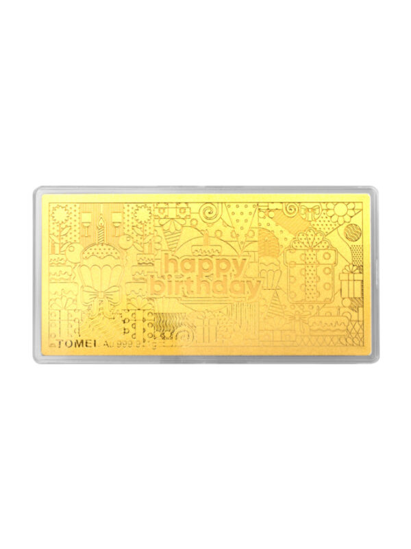 TOMEI Happy Birthday Gold Wafer 1G, Yellow Gold 9999