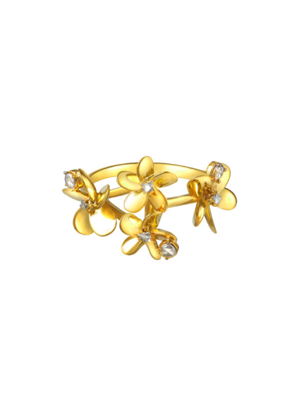 TOMEI Lusso Italia Flower Ring, Yellow Gold 916