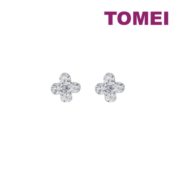TOMEI Clover Earrings, White Gold 585