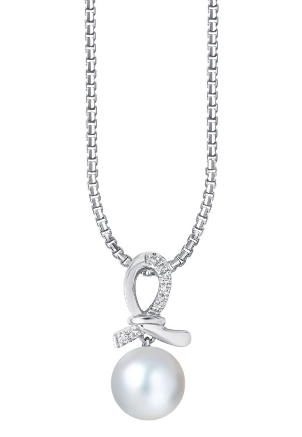 TOMEI Pearl Pendant Set, White Gold 585