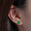 TOMEI Classic Round Jade Earrings, White Gold 750
