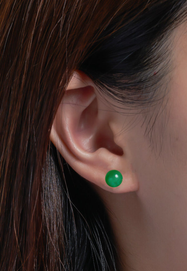 TOMEI Classic Round Jade Earrings, White Gold 750