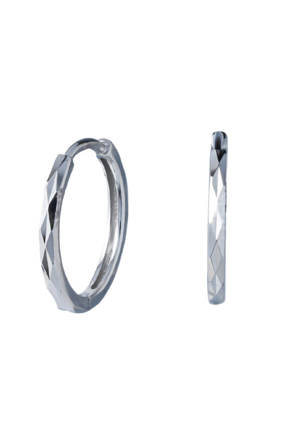 TOMEI Laser Loop Earrings, White Gold 585