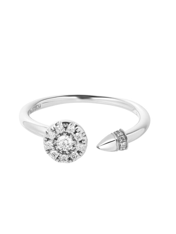 TOMEI Diamond Open Ring, White Gold 375
