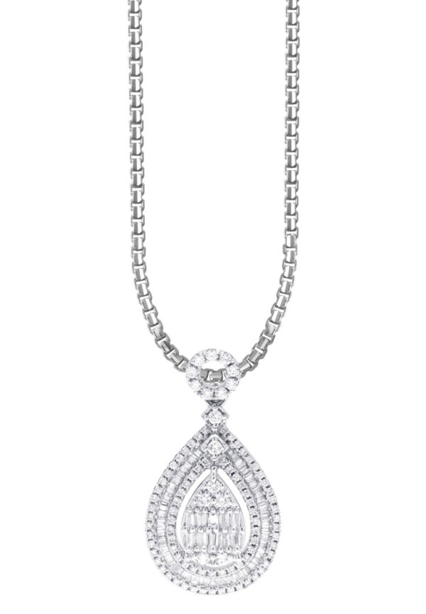 TOMEI Koleksi Gardenia Diamond Pendant, White Gold 750