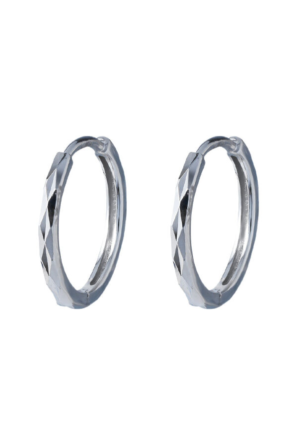 TOMEI Laser Loop Earrings, White Gold 585