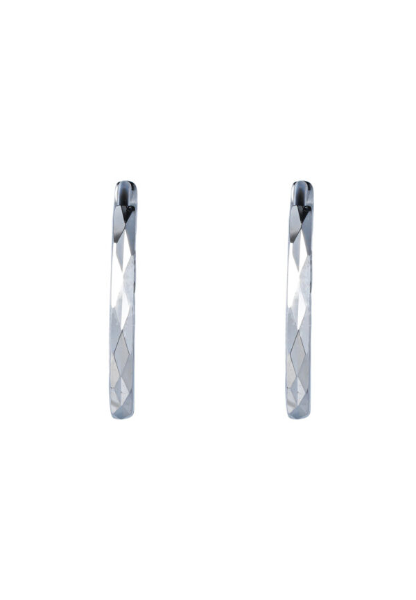TOMEI Laser Loop Earrings, White Gold 585