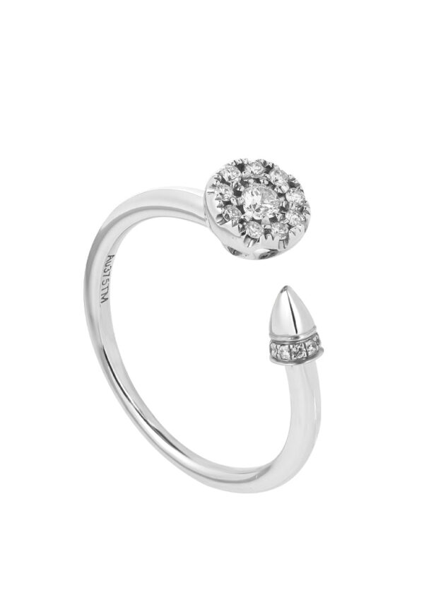 TOMEI Diamond Open Ring, White Gold 375