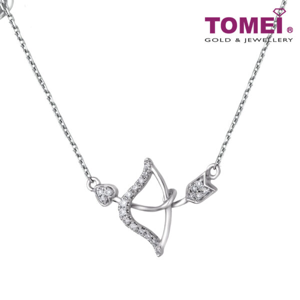 TOMEI Cupid's Arrow Diamond Necklace, White Gold 375