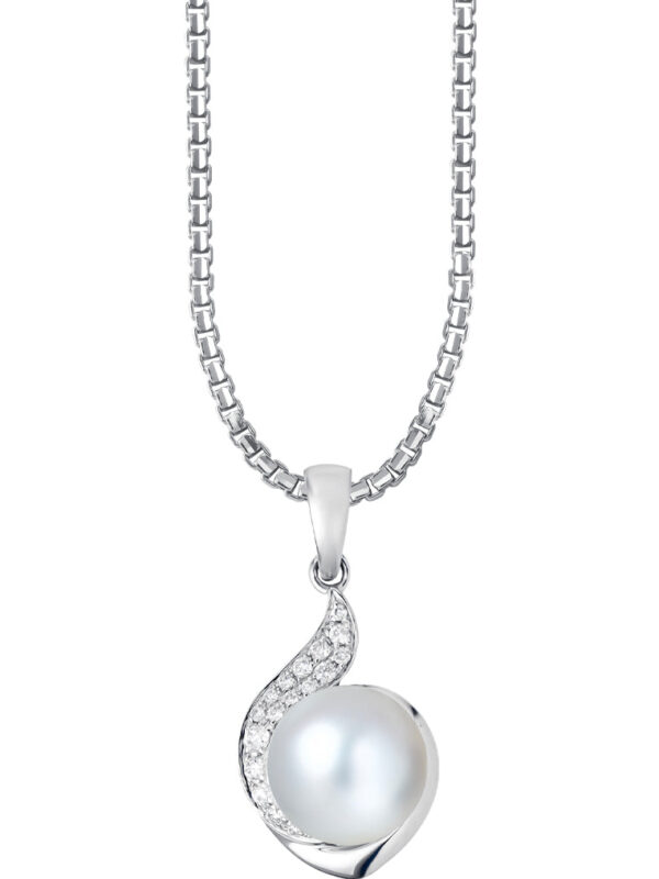 TOMEI Pearl Pendant Set, White Gold 585