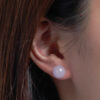 TOMEI Classic Round Jade Earrings, White Gold 750