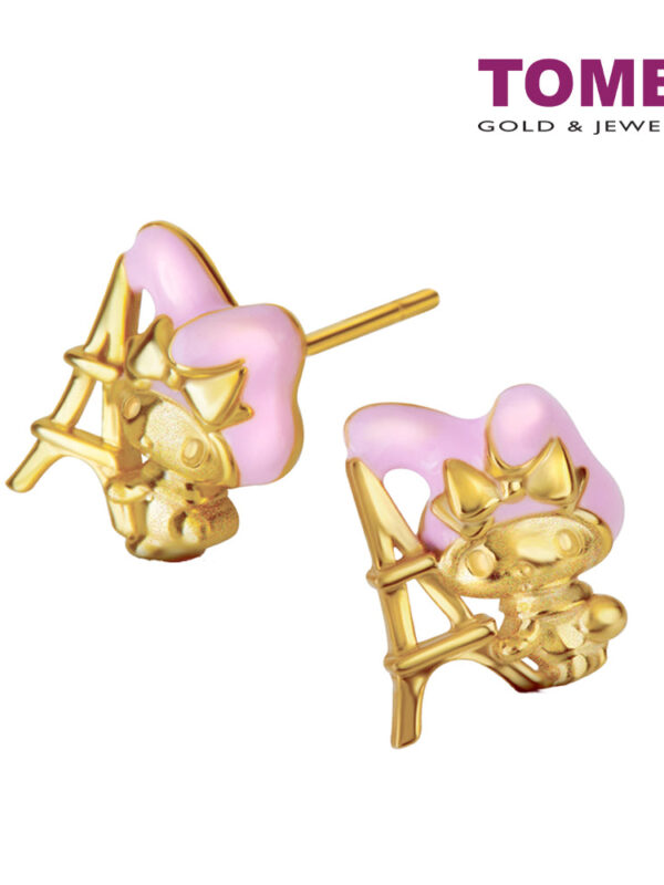 TOMEI My Melody with Parisienne Eiffel Joy Earrings, Yellow Gold 916