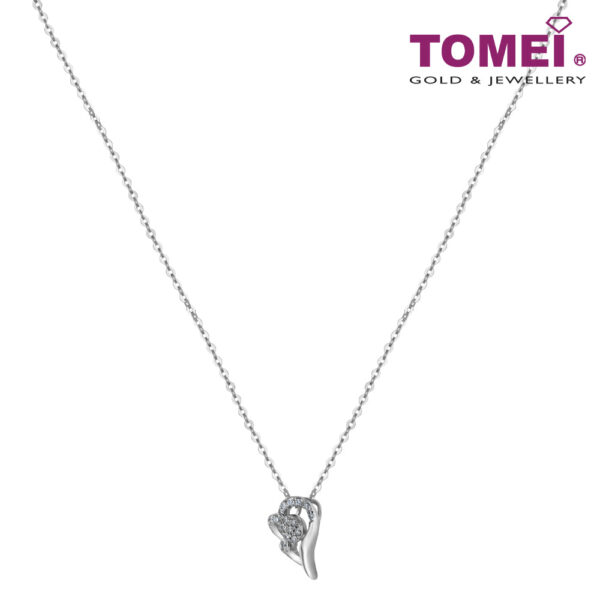 TOMEI Heart Diamond Pendant Set, White Gold 375 & 585 (P4936)