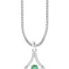 TOMEI Koleksi Camellia Emerald Pendant, White Gold 750