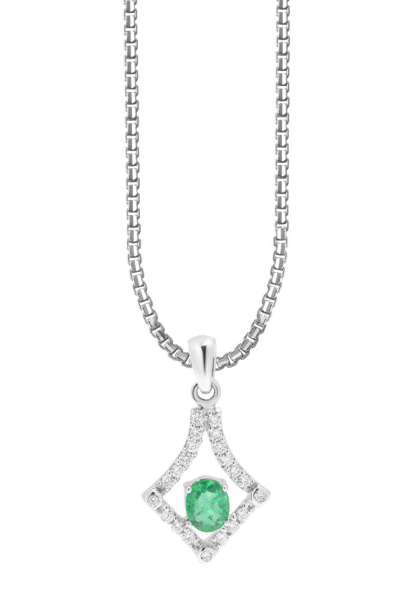 TOMEI Koleksi Camellia Emerald Pendant, White Gold 750