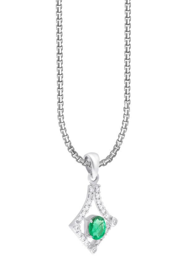TOMEI Koleksi Camellia Emerald Pendant, White Gold 750