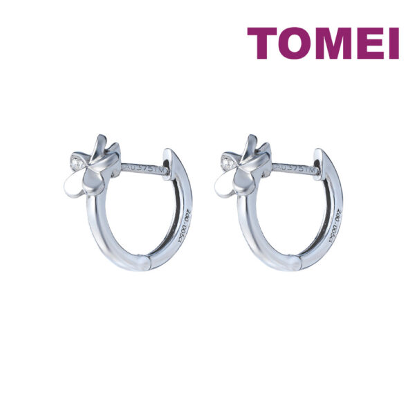 TOMEI Flower Loop Earrings, White Gold 585