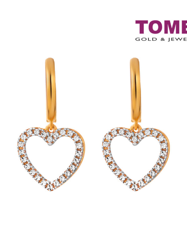 TOMEI Dual-Tone Open Heart Earrings, Yellow Gold 916