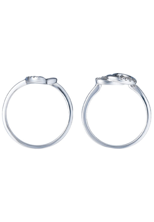 TOMEI Entwined Heart Stackable Diamond Ring, White Gold 375