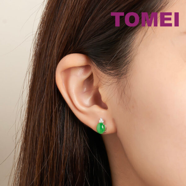 TOMEI Elliptical Jade Earrings, White/Yellow Gold 750