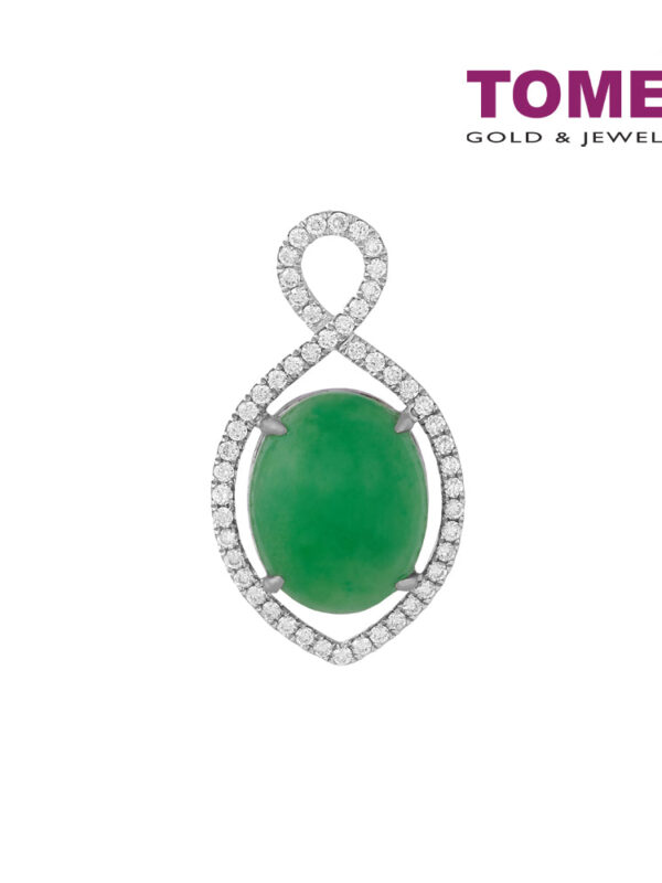 TOMEI Oval Jade Pendant | Jades of Harmony Collection | White Gold 750