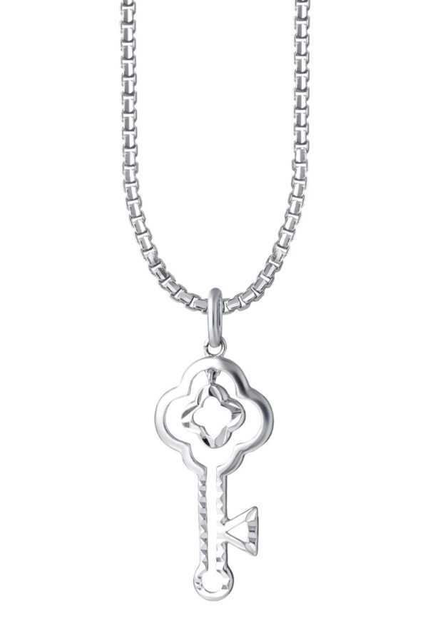 TOMEI Key Pendant, White Gold 375