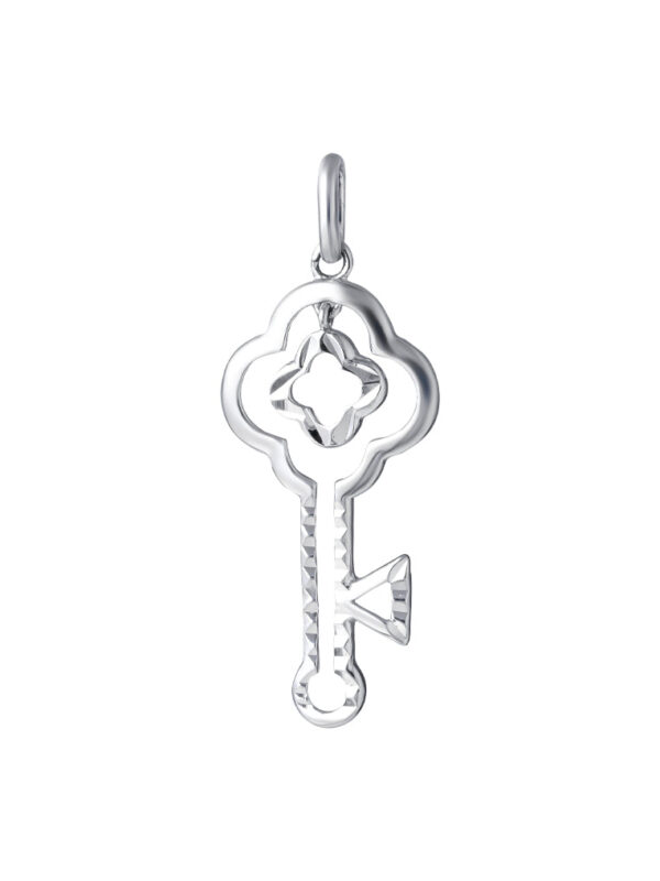 TOMEI Key Pendant, White Gold 375