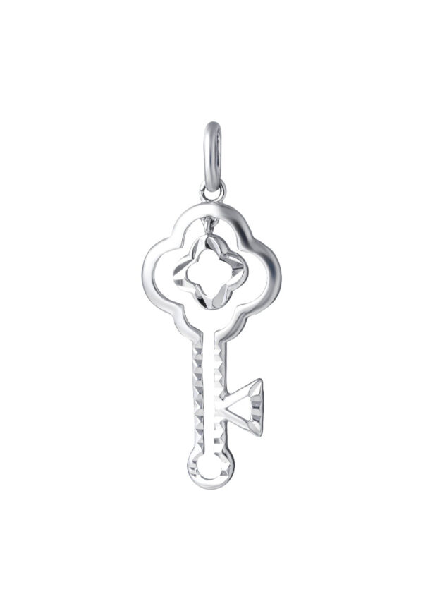 TOMEI Key Pendant, White Gold 375