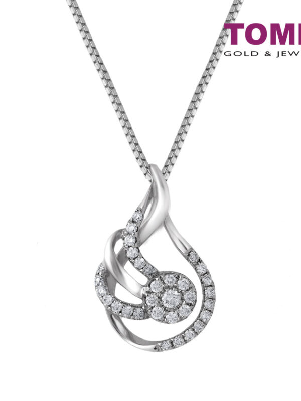 TOMEI Diamond Pendant Set, White Gold 375 & 585 (P4409)