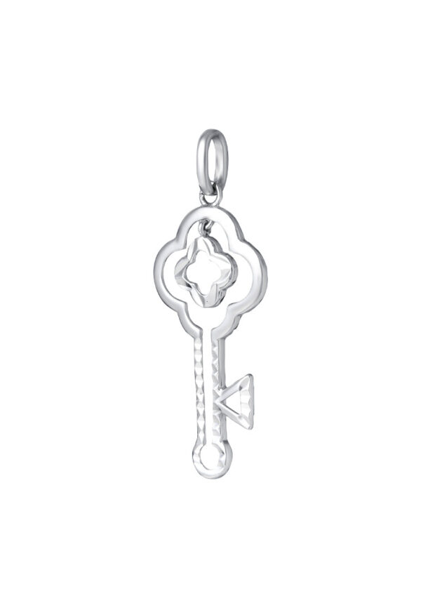 TOMEI Key Pendant, White Gold 375