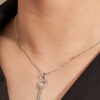 TOMEI Key Diamond Pendant Set, White Gold 585