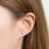 TOMEI Laser Cut Dice Earrings, White Gold 585