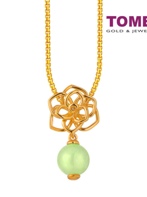 TOMEI Blossoming Jadeite Pendant, Yellow Gold 916