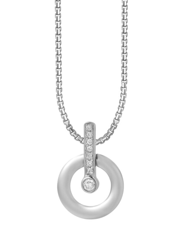 TOMEI Blissful Circle Diamond Pendant Set, White Gold 585