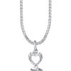 TOMEI Heart & Circle Pendant, White Gold 375