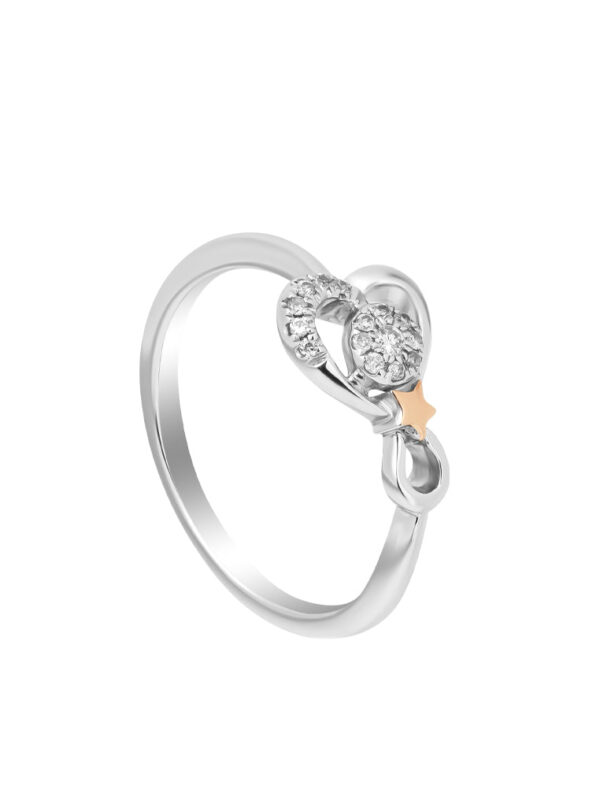 TOMEI Little Star Collection Diamond Ring, White+Rose Gold 375
