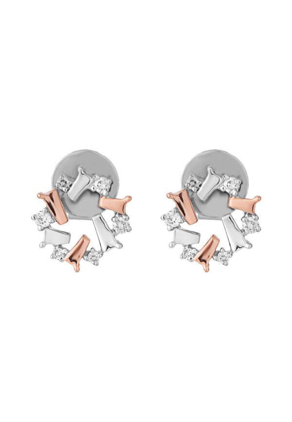 TOMEI Noble Unity Earrings, White+Rose Gold 585 (E2169WR)