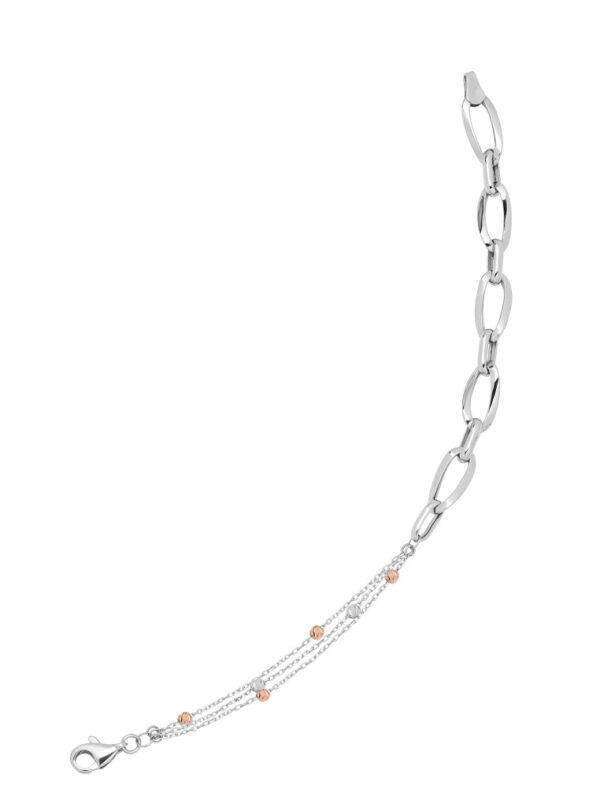 TOMEI Beads Chain Bracelet, White+Rose Gold 585