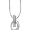 TOMEI Blissful Circle Diamond Pendant Set, White Gold 585