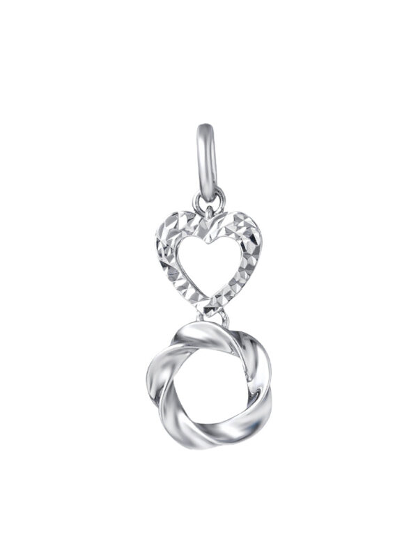 TOMEI Heart & Circle Pendant, White Gold 375