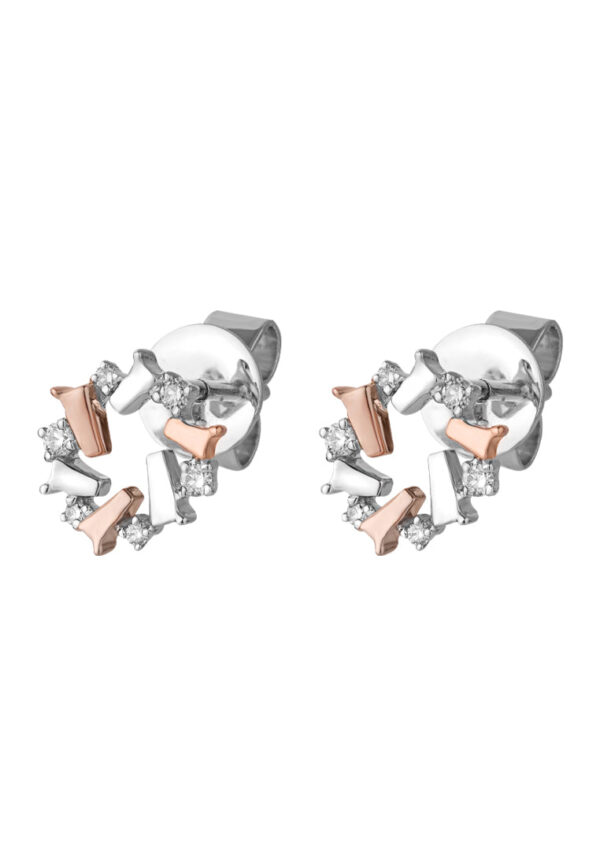 TOMEI Noble Unity Earrings, White+Rose Gold 585 (E2169WR)