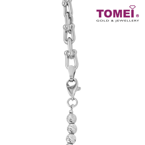 TOMEI Heart Charm Bracelet, White Gold 585